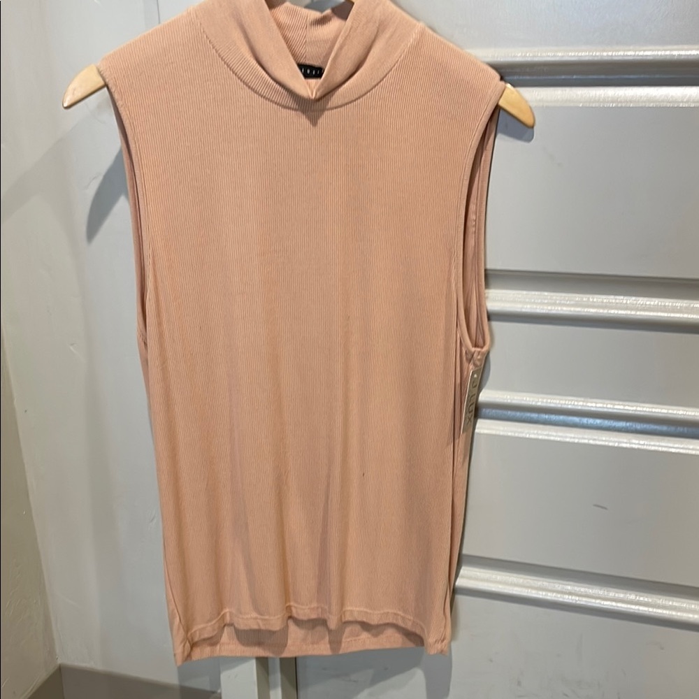 Sleeveless Pink Mock Neck Top